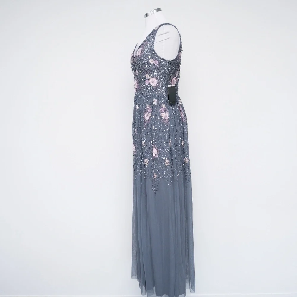 Adrianna Papell‎ - Beaded Mesh Shirred Gown